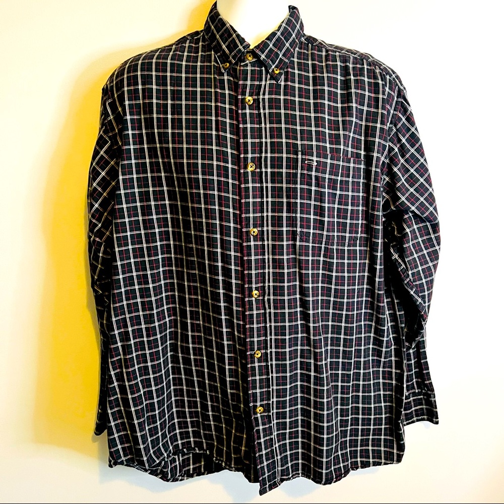 Wrangler Hero Large Multicolor Black Plaid Flannel Button Down Shirt
